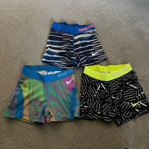 Nike Pro Women's spandex booty Shorts Trio Blue, Multicolor, Black size XS EUC